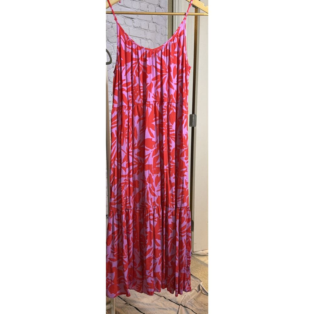 Ann Taylor Loft Tropical Sleeveless Tiered MIDI Dress Women’s XS